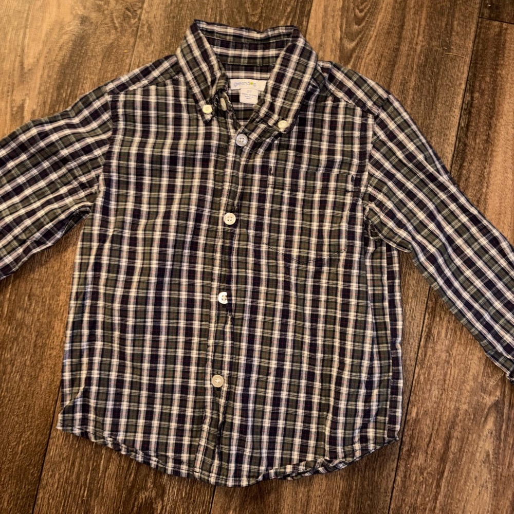 Greendog Navy and White Plaid Button-Down Shirt